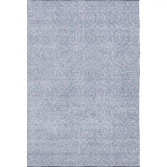 Sky Blue And Ivory Geometric Washable Area Rug With UV Protection Photo 3