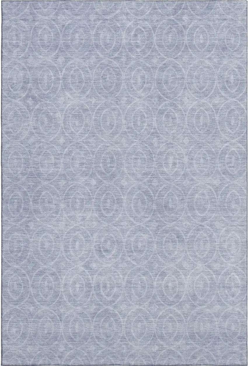 Sky Blue And Ivory Geometric Washable Area Rug With UV Protection Photo 1