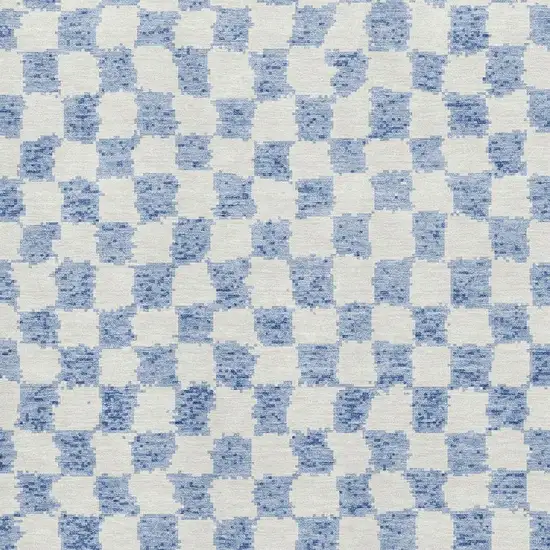 Sky Blue And Ivory Geometric Washable Area Rug With UV Protection Photo 3