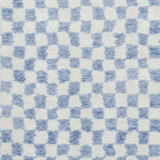 Sky Blue And Ivory Geometric Washable Area Rug With UV Protection Photo 3