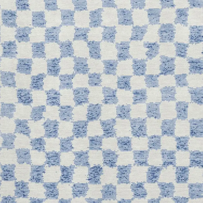 Sky Blue And Ivory Geometric Washable Area Rug With UV Protection Photo 3