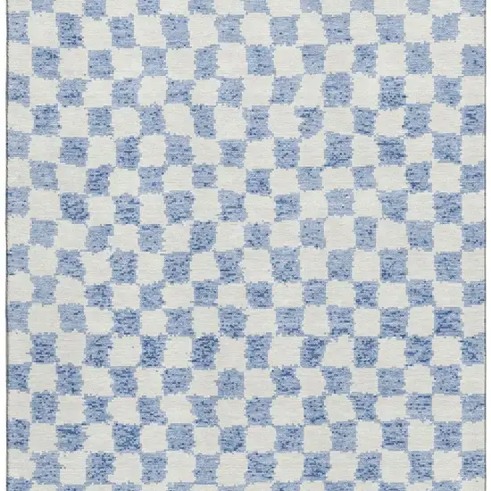 Sky Blue And Ivory Geometric Washable Area Rug With UV Protection Photo 3