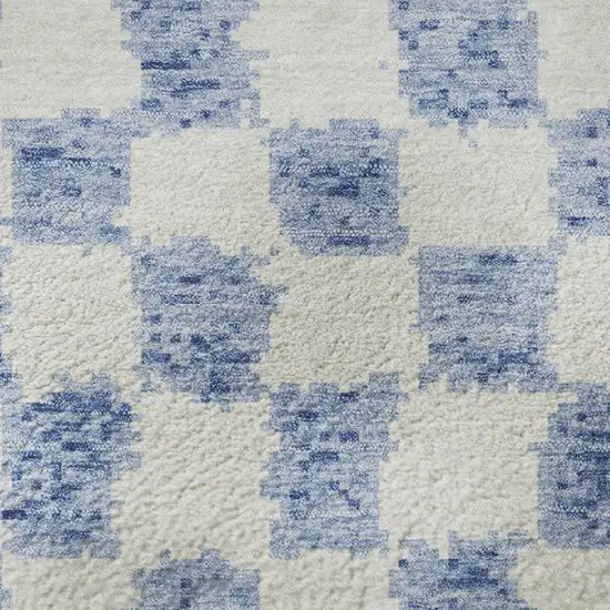 Sky Blue And Ivory Geometric Washable Area Rug With UV Protection Photo 8