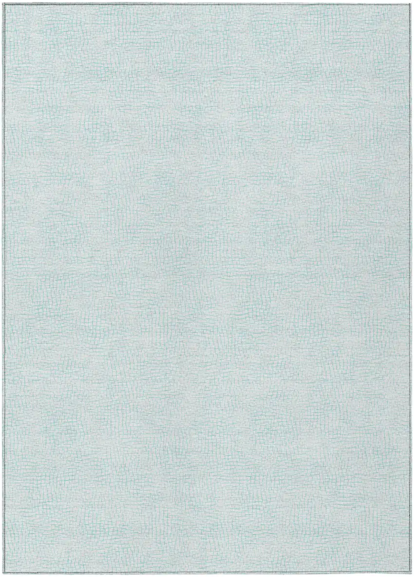 Sky Blue And Ivory Geometric Washable Indoor Outdoor Area Rug Photo 2