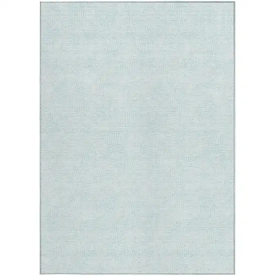 Sky Blue And Ivory Geometric Washable Indoor Outdoor Area Rug Photo 6