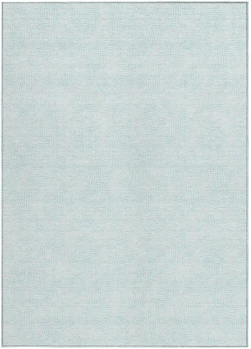 Sky Blue And Ivory Geometric Washable Indoor Outdoor Area Rug Photo 6