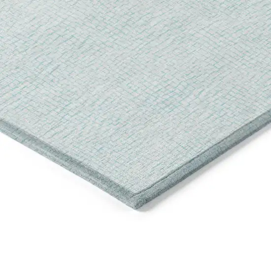 Sky Blue And Ivory Geometric Washable Indoor Outdoor Area Rug Photo 4