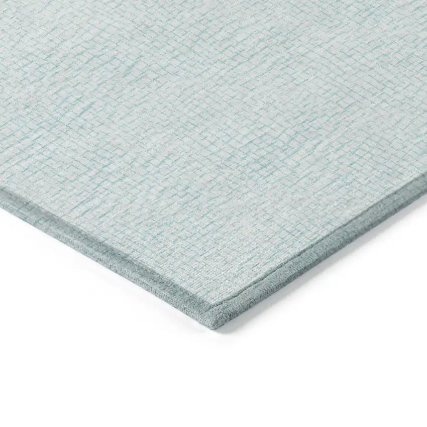 Sky Blue And Ivory Geometric Washable Indoor Outdoor Area Rug Photo 4