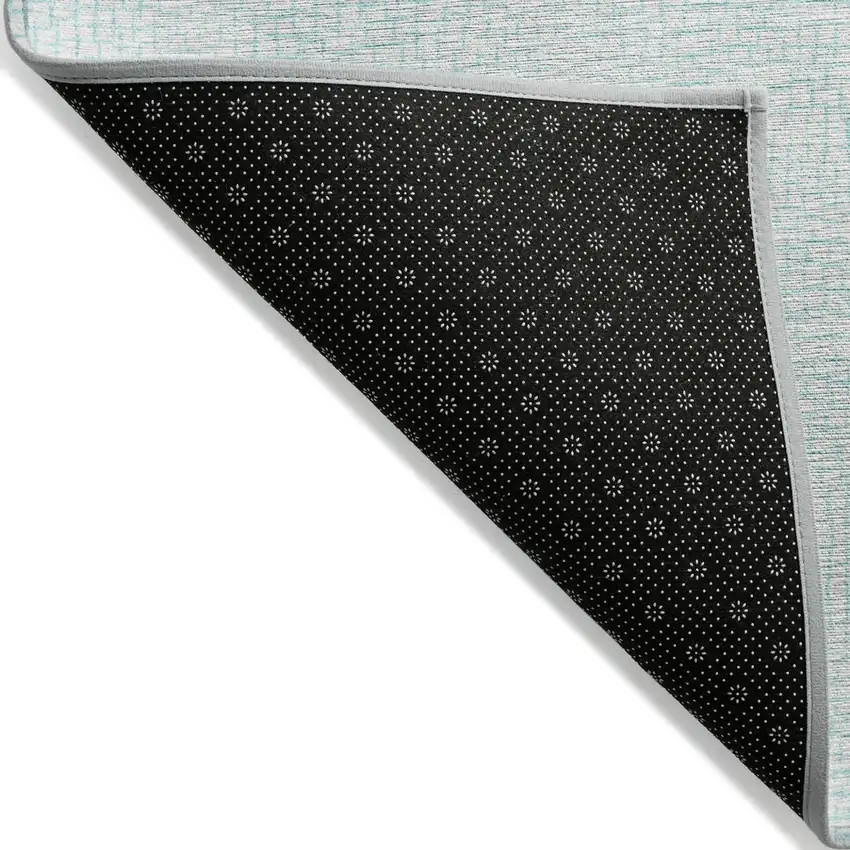 Sky Blue And Ivory Geometric Washable Indoor Outdoor Area Rug Photo 3