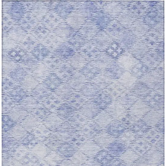 Sky Blue And Ivory Geometric Washable Indoor Outdoor Area Rug Photo 6