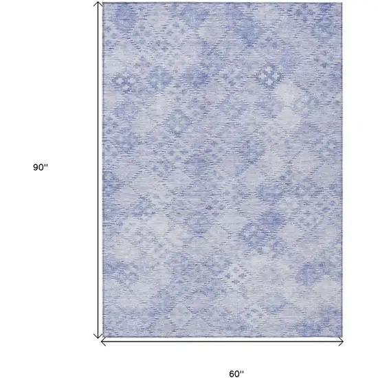 Sky Blue And Ivory Geometric Washable Indoor Outdoor Area Rug Photo 7