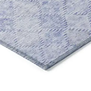 Photo of Sky Blue And Ivory Geometric Washable Indoor Outdoor Area Rug