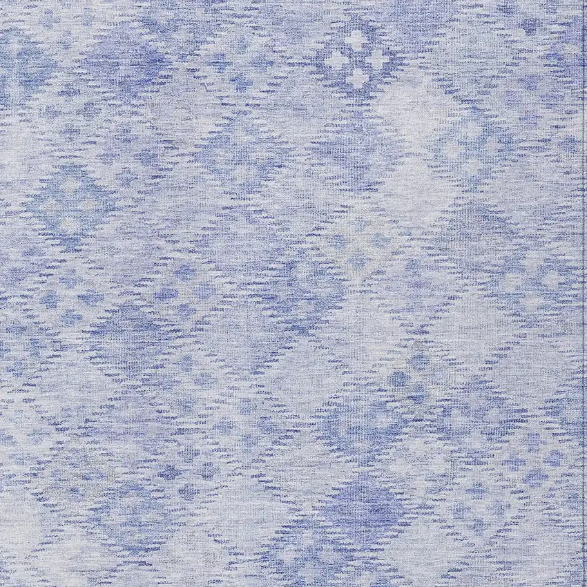 Sky Blue And Ivory Geometric Washable Indoor Outdoor Area Rug Photo 5