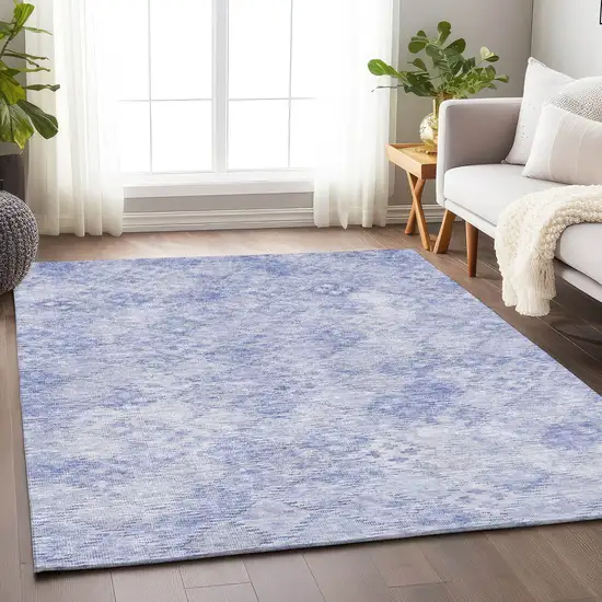 Sky Blue And Ivory Geometric Washable Indoor Outdoor Area Rug Photo 8