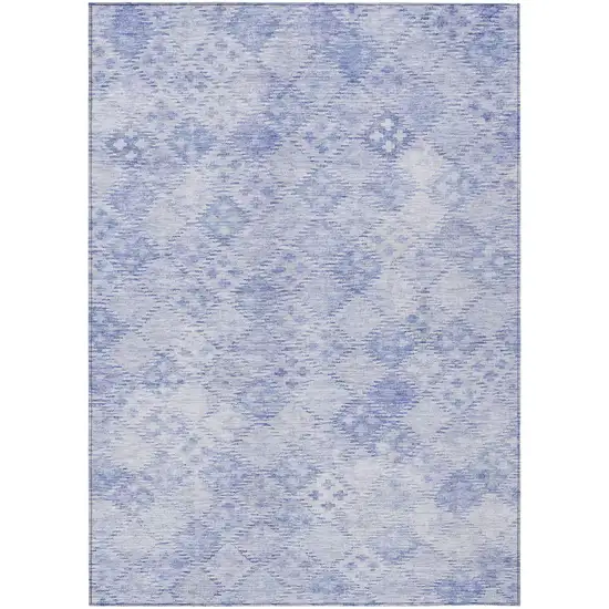 Sky Blue And Ivory Geometric Washable Indoor Outdoor Area Rug Photo 2