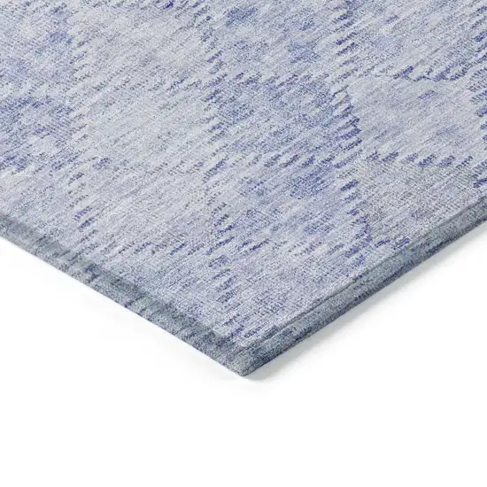 Sky Blue And Ivory Geometric Washable Indoor Outdoor Area Rug Photo 4