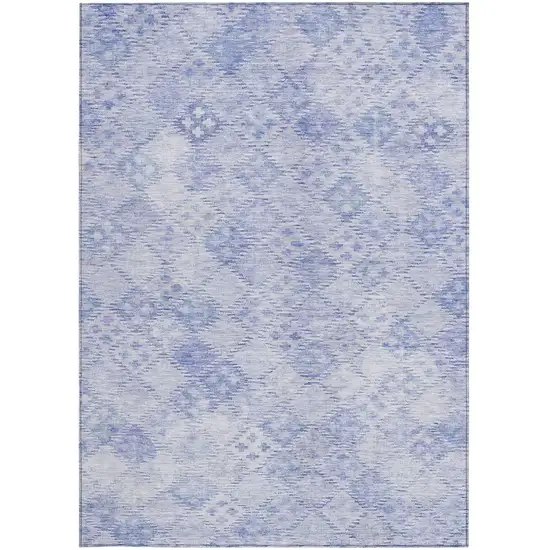 Sky Blue And Ivory Geometric Washable Indoor Outdoor Area Rug Photo 5