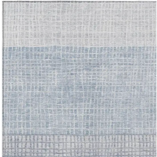 Sky Blue And Ivory Geometric Washable Indoor Outdoor Area Rug Photo 4