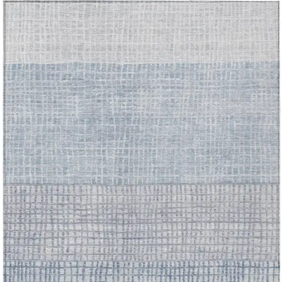 Sky Blue And Ivory Geometric Washable Indoor Outdoor Area Rug Photo 4