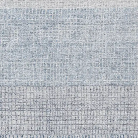 Sky Blue And Ivory Geometric Washable Indoor Outdoor Area Rug Photo 6