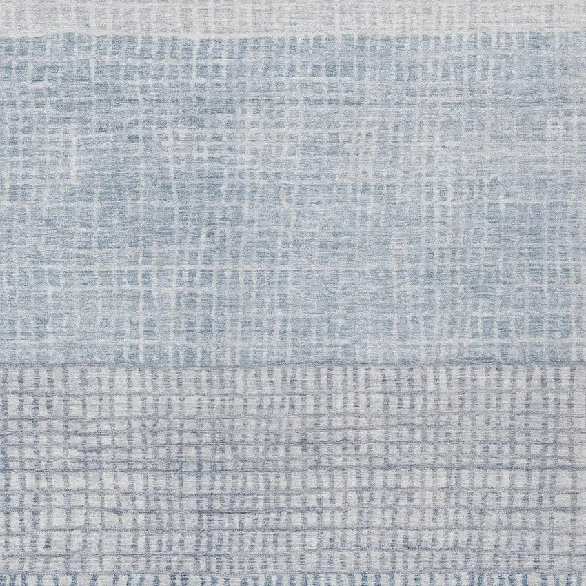 Sky Blue And Ivory Geometric Washable Indoor Outdoor Area Rug Photo 6