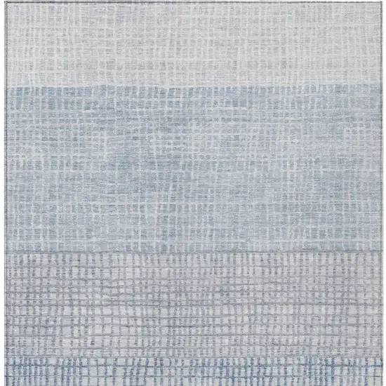 Sky Blue And Ivory Geometric Washable Indoor Outdoor Area Rug Photo 7