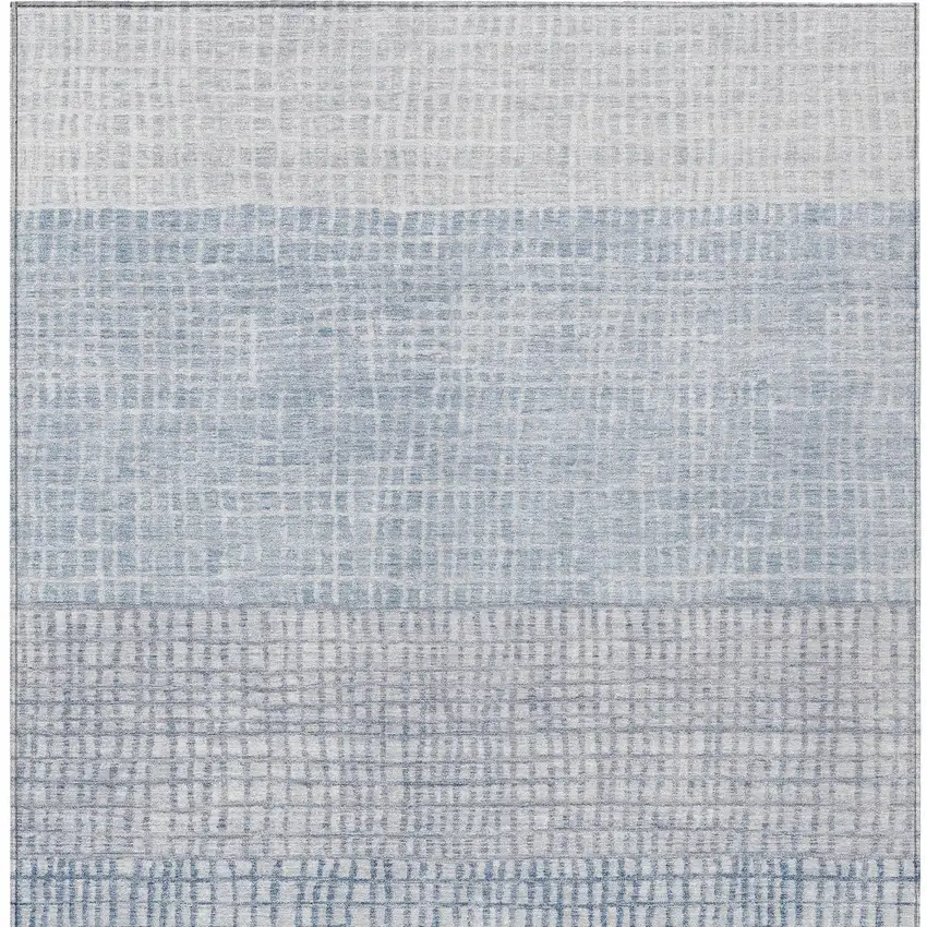 Sky Blue And Ivory Geometric Washable Indoor Outdoor Area Rug Photo 7