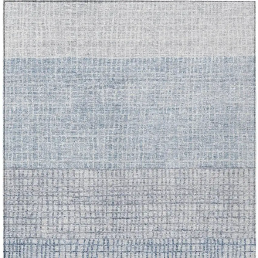 Sky Blue And Ivory Geometric Washable Indoor Outdoor Area Rug Photo 4