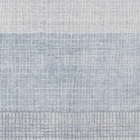 Sky Blue And Ivory Geometric Washable Indoor Outdoor Area Rug Photo 3