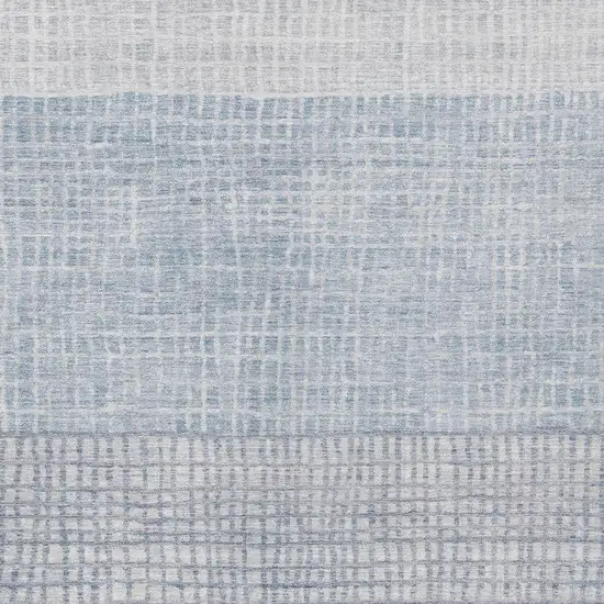 Sky Blue And Ivory Geometric Washable Indoor Outdoor Area Rug Photo 3