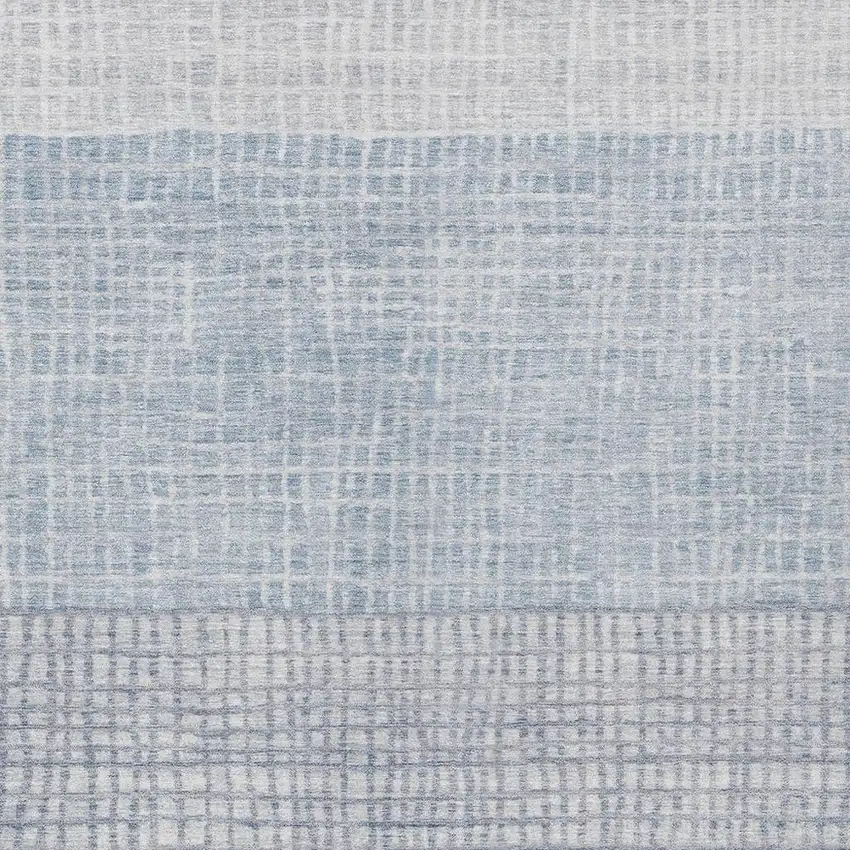 Sky Blue And Ivory Geometric Washable Indoor Outdoor Area Rug Photo 3