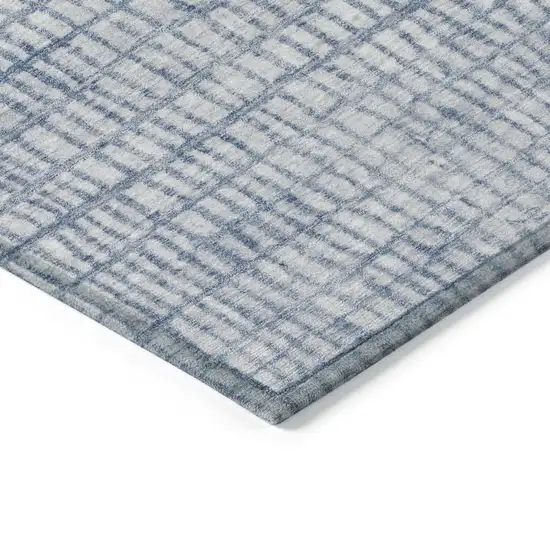 Sky Blue And Ivory Geometric Washable Indoor Outdoor Area Rug Photo 9
