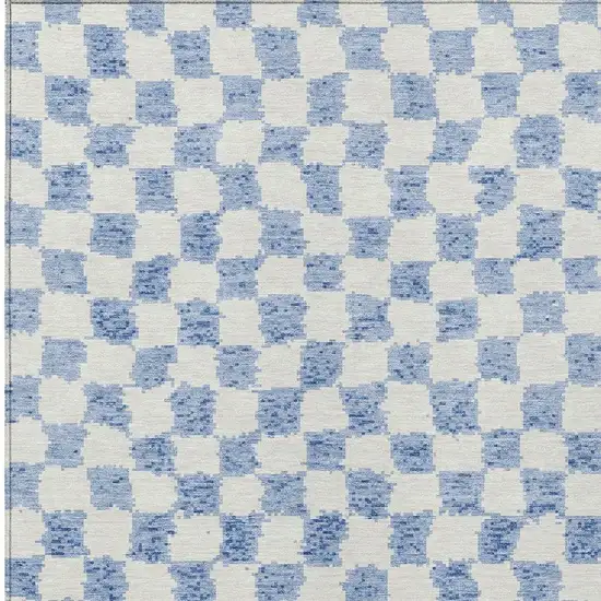 Sky Blue And Ivory Geometric Washable Indoor Outdoor Area Rug Photo 4