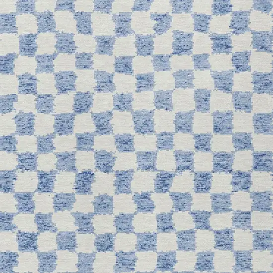 Sky Blue And Ivory Geometric Washable Indoor Outdoor Area Rug Photo 4