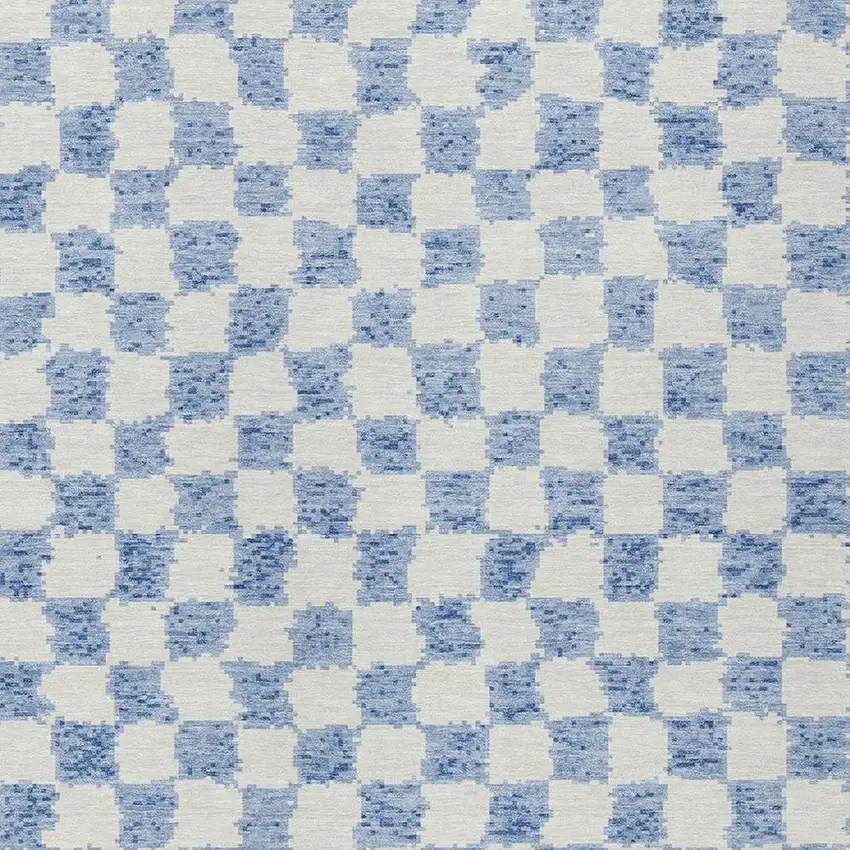 Sky Blue And Ivory Geometric Washable Indoor Outdoor Area Rug Photo 4