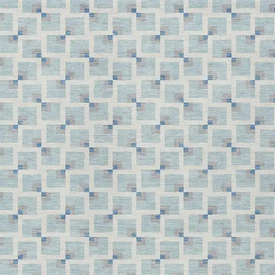 Sky Blue And Ivory Geometric Washable Indoor Outdoor Area Rug Photo 2
