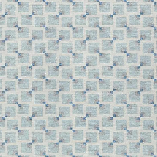 Sky Blue And Ivory Geometric Washable Indoor Outdoor Area Rug Photo 2