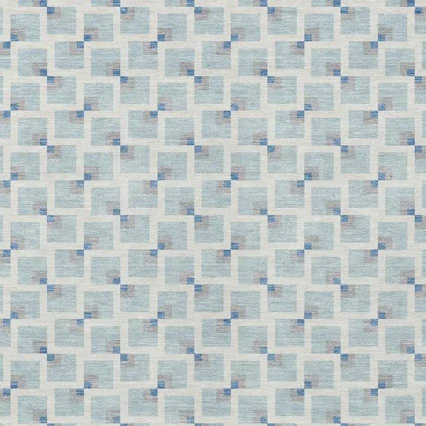 Sky Blue And Ivory Geometric Washable Indoor Outdoor Area Rug Photo 2