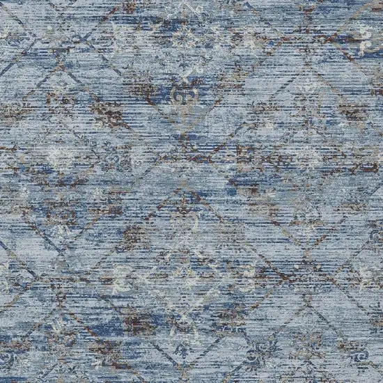 Sky Blue And Ivory Geometric Washable Indoor Outdoor Area Rug Photo 5