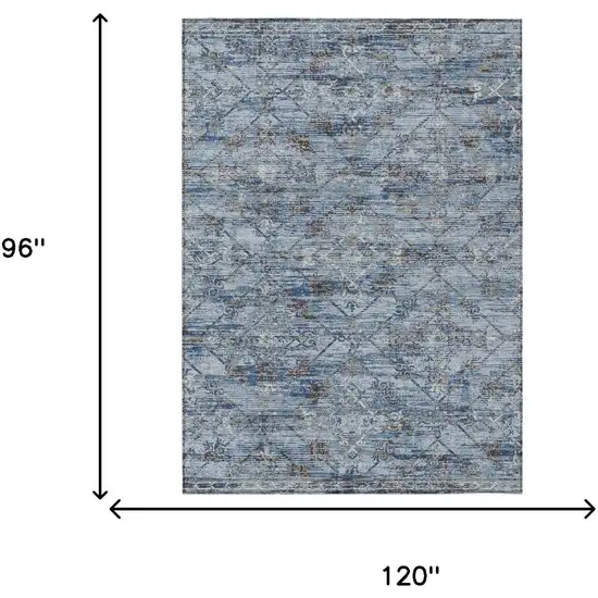 Sky Blue And Ivory Geometric Washable Indoor Outdoor Area Rug Photo 9