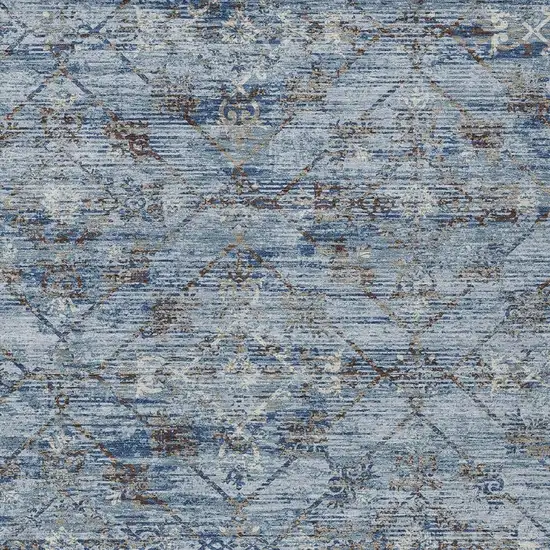 Sky Blue And Ivory Geometric Washable Indoor Outdoor Area Rug Photo 5