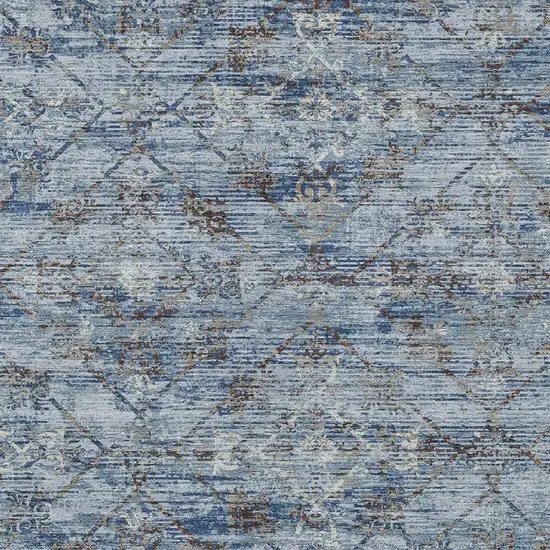 Sky Blue And Ivory Geometric Washable Indoor Outdoor Area Rug Photo 5