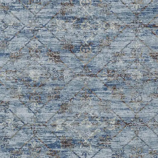 Sky Blue And Ivory Geometric Washable Indoor Outdoor Area Rug Photo 3