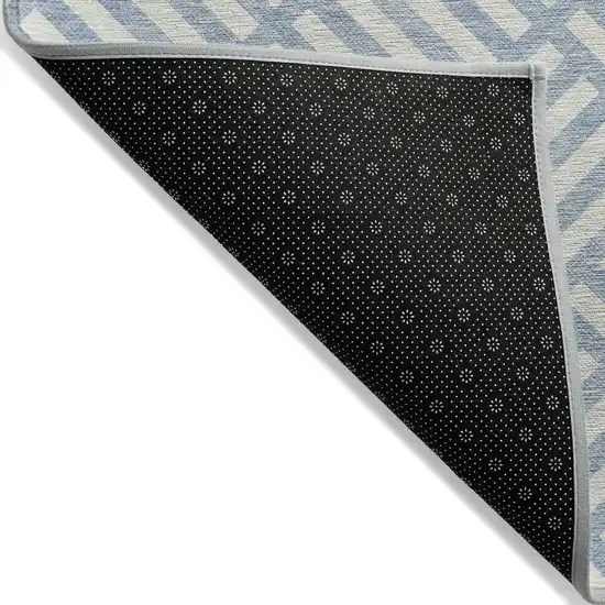 Sky Blue And Ivory Geometric Washable Indoor Outdoor Area Rug Photo 4