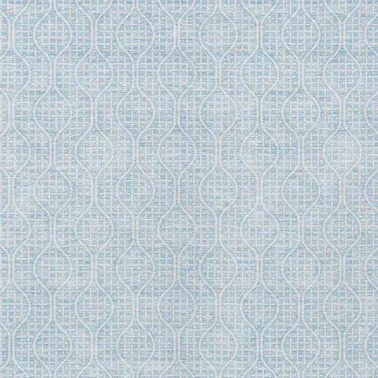 Sky Blue And Ivory Geometric Washable Indoor Outdoor Area Rug Photo 5