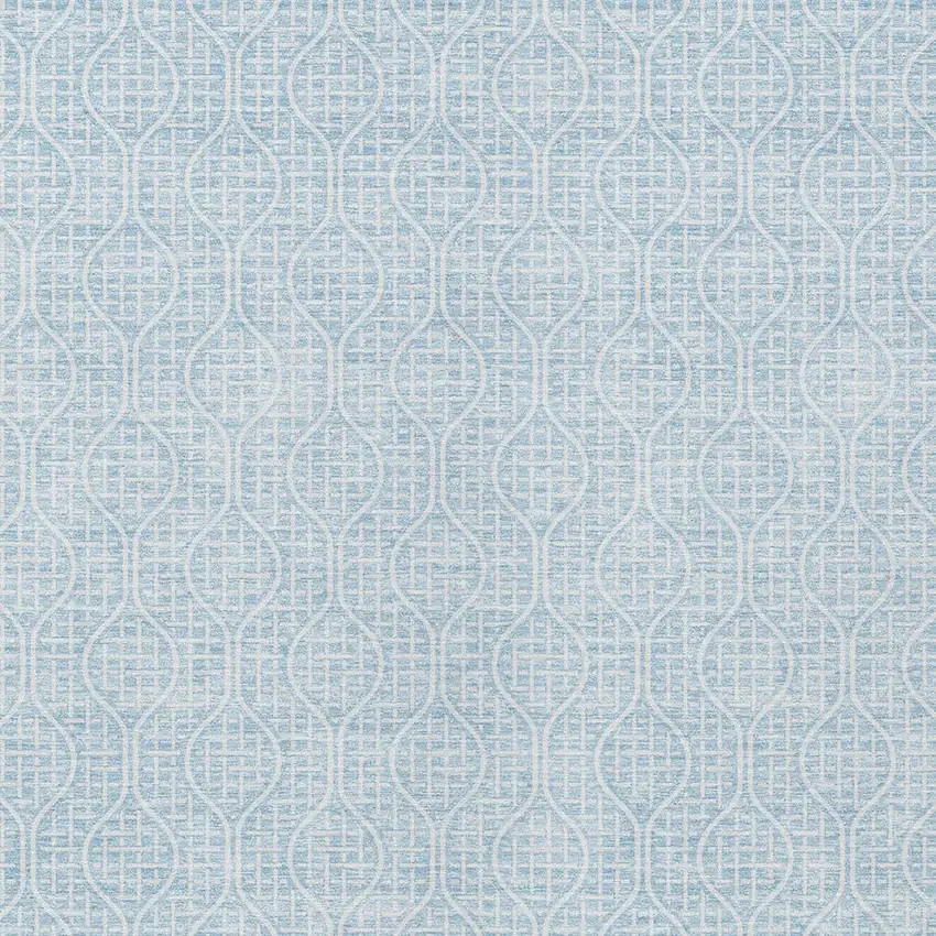 Sky Blue And Ivory Geometric Washable Indoor Outdoor Area Rug Photo 5