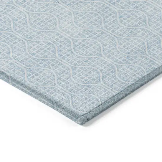 Sky Blue And Ivory Geometric Washable Indoor Outdoor Area Rug Photo 4