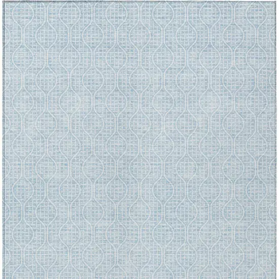 Sky Blue And Ivory Geometric Washable Indoor Outdoor Area Rug Photo 5