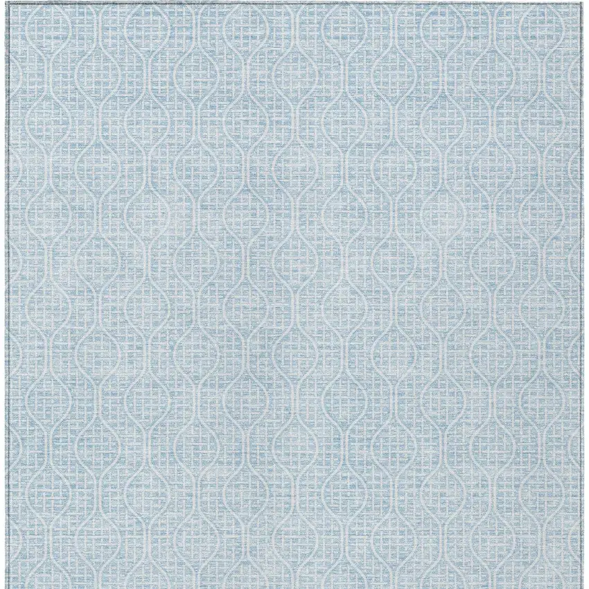 Sky Blue And Ivory Geometric Washable Indoor Outdoor Area Rug Photo 5