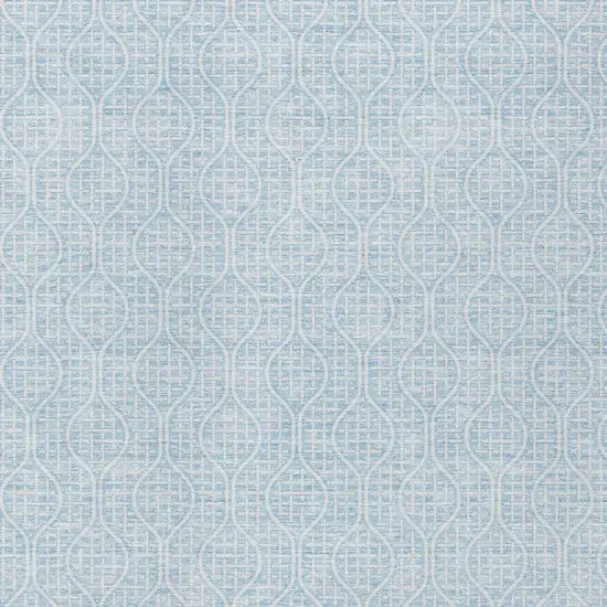 Sky Blue And Ivory Geometric Washable Indoor Outdoor Area Rug Photo 5